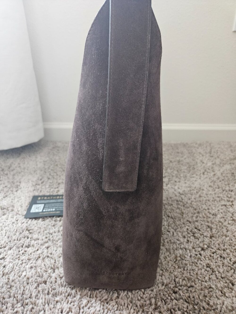 STRATHBERRY Kite Hobo Maxi Bag Suede Chocolate Brown - Picture 6 of 14